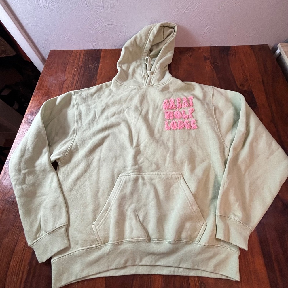 Ragwear Great‎ Wolf Lodge Sage Green Chenille Graphic Hoodie Womens Medium M